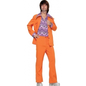 70s Costume Orange Leisure Suit - Mens 70s Costumes